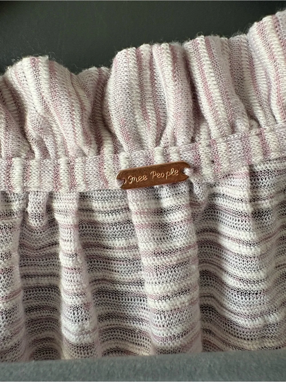 Free People Dorothy Striped Ruched Puff Sleeve Top | Fawn Pink